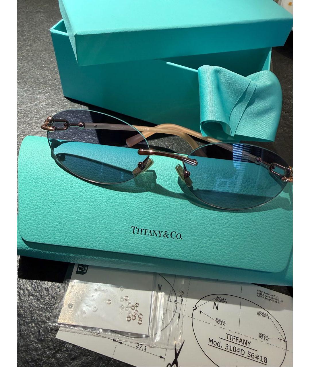 TIFFANY&CO Голубые металлические солнцезащитные очки, фото 9