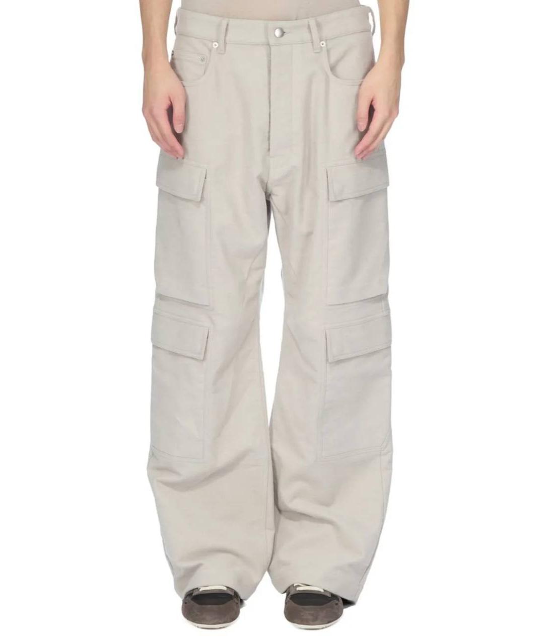 RICK OWENS Серые хлопковые повседневные брюки, фото 2