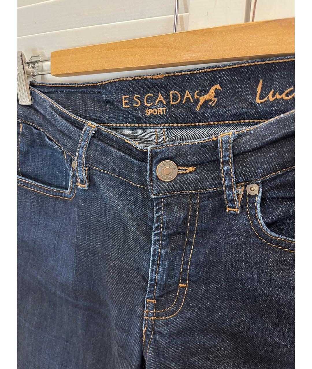 ESCADA Темно-синие хлопко-эластановые прямые джинсы, фото 2