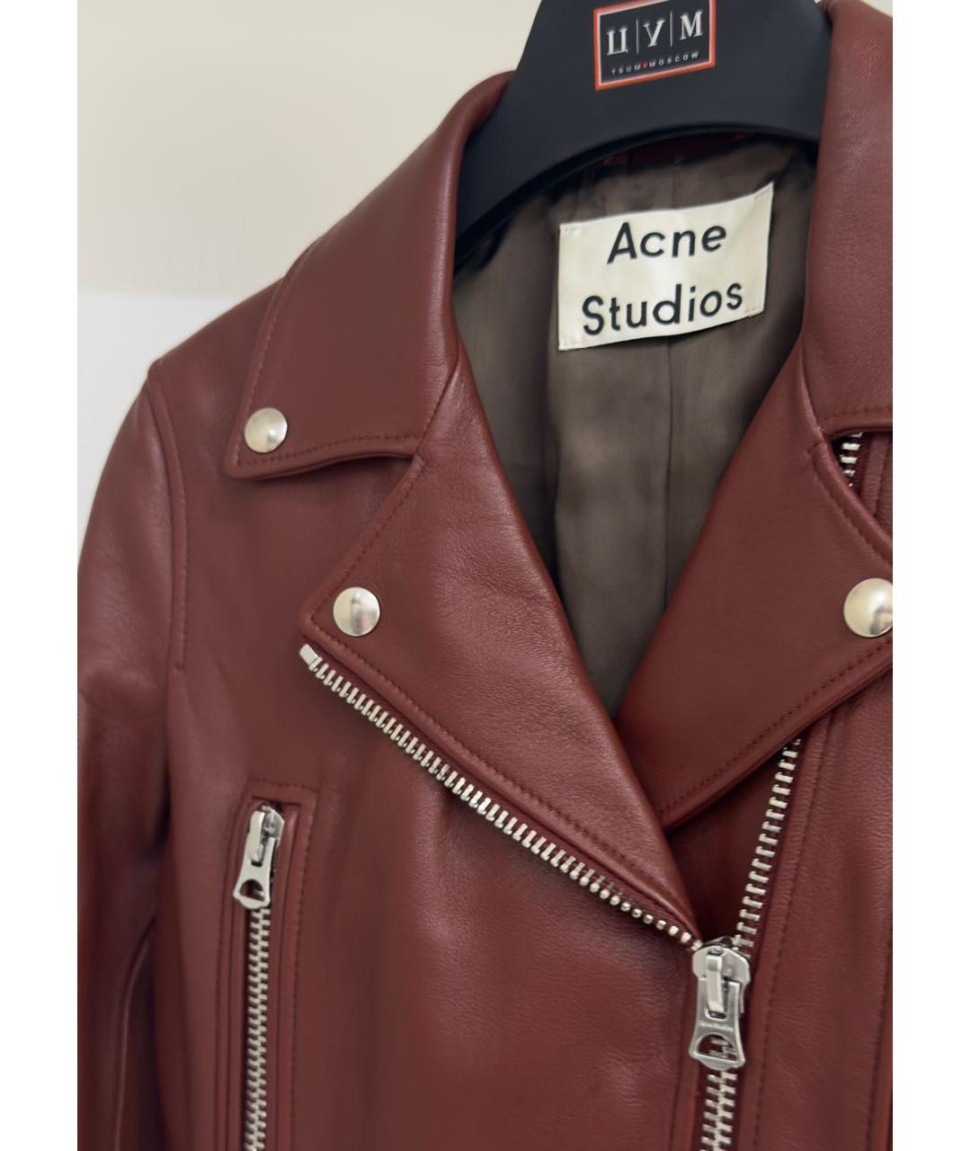 ACNE STUDIOS Бордовая кожаная куртка, фото 4