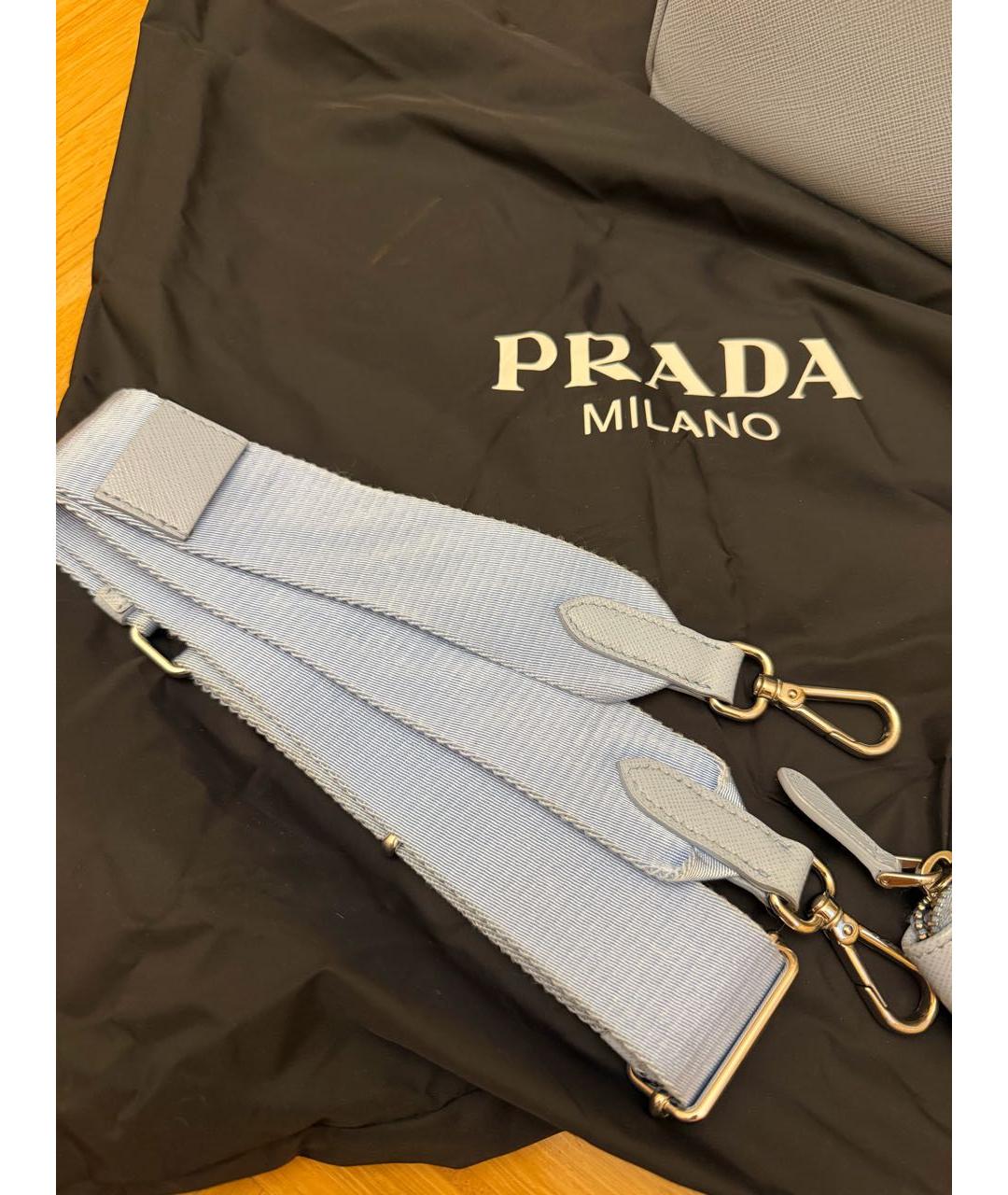 PRADA Голубая кожаная сумка с короткими ручками, фото 4