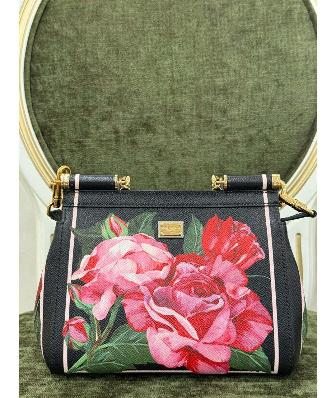 DOLCE&GABBANA Черная кожаная сумка с короткими ручками, фото 4