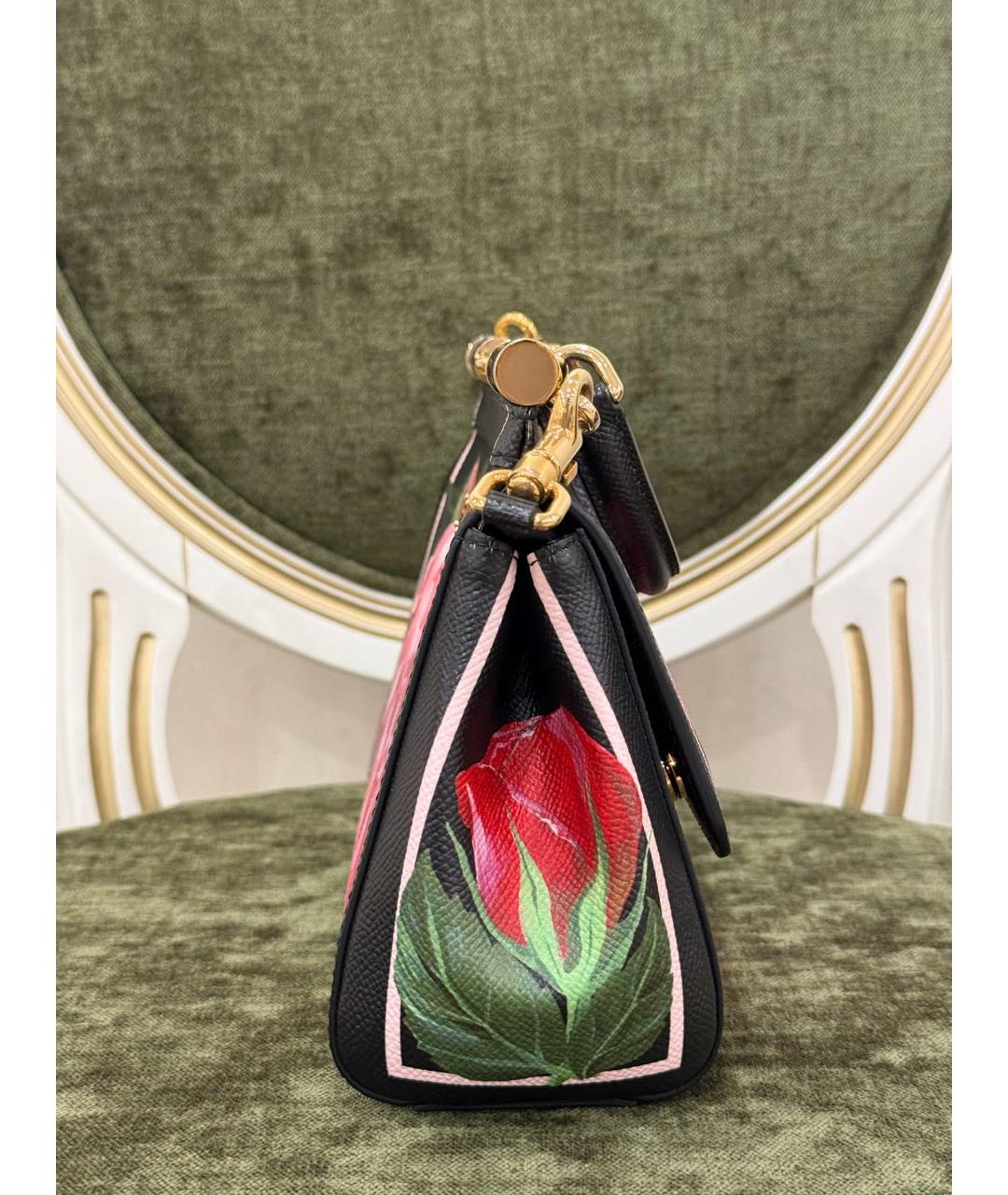 DOLCE&GABBANA Черная кожаная сумка с короткими ручками, фото 2
