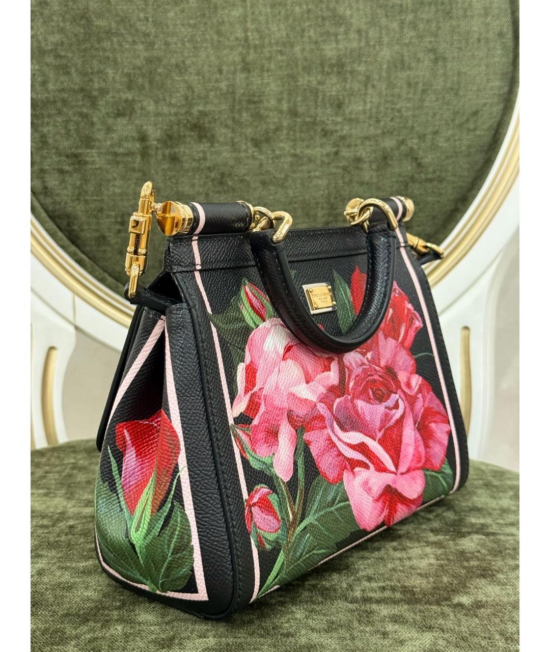 DOLCE&GABBANA Черная кожаная сумка с короткими ручками, фото 3