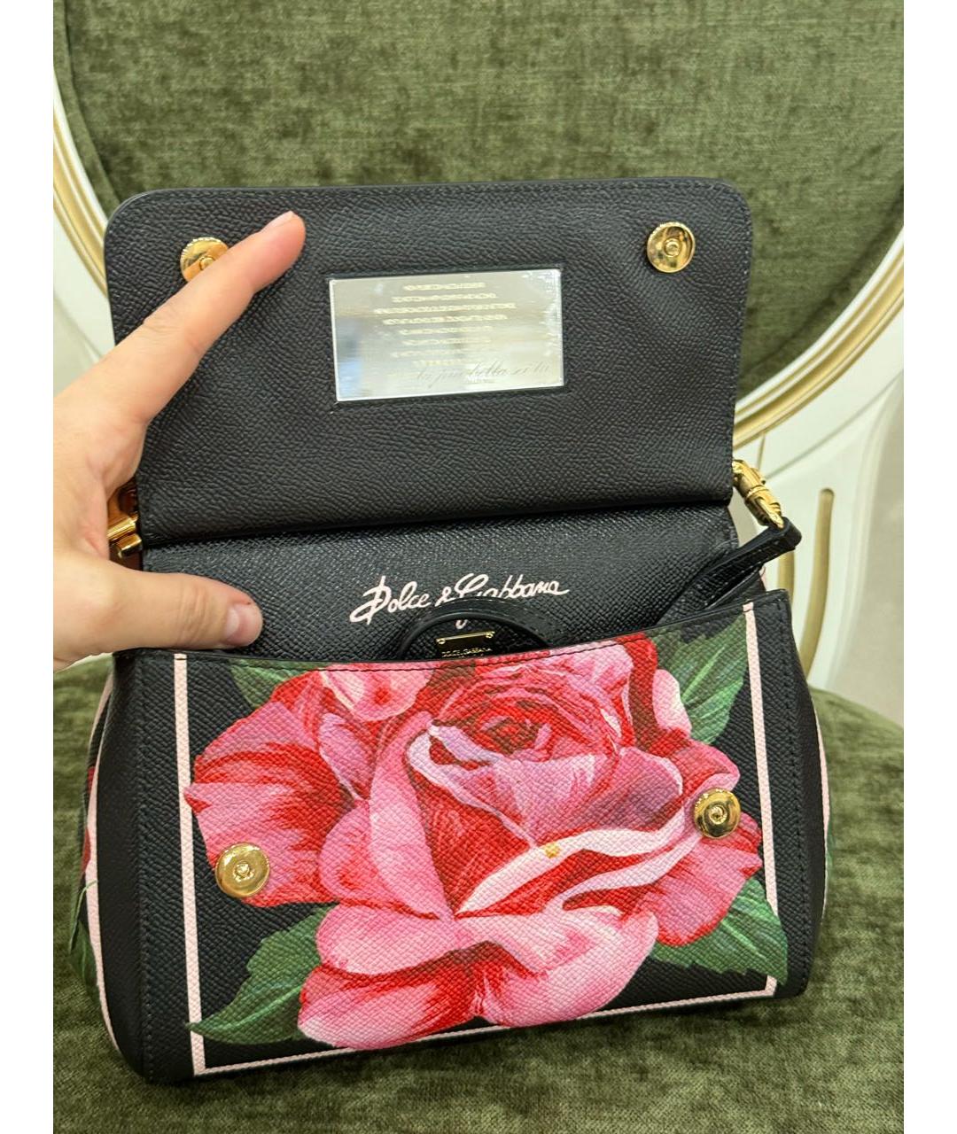 DOLCE&GABBANA Черная кожаная сумка с короткими ручками, фото 6