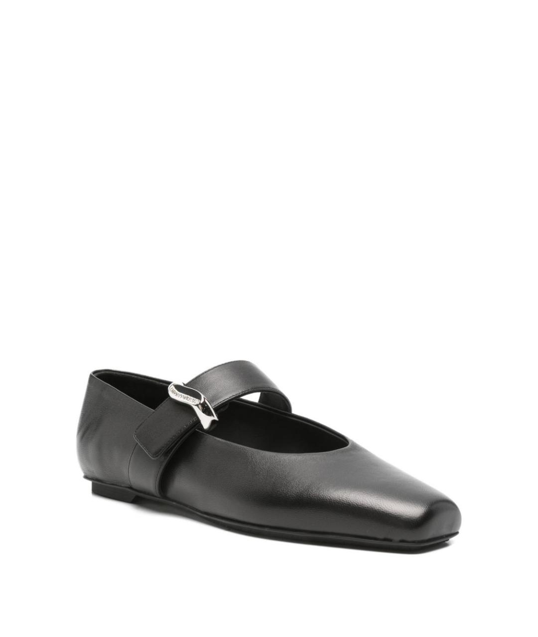 EMPORIO ARMANI Черные кожаные балетки, фото 4