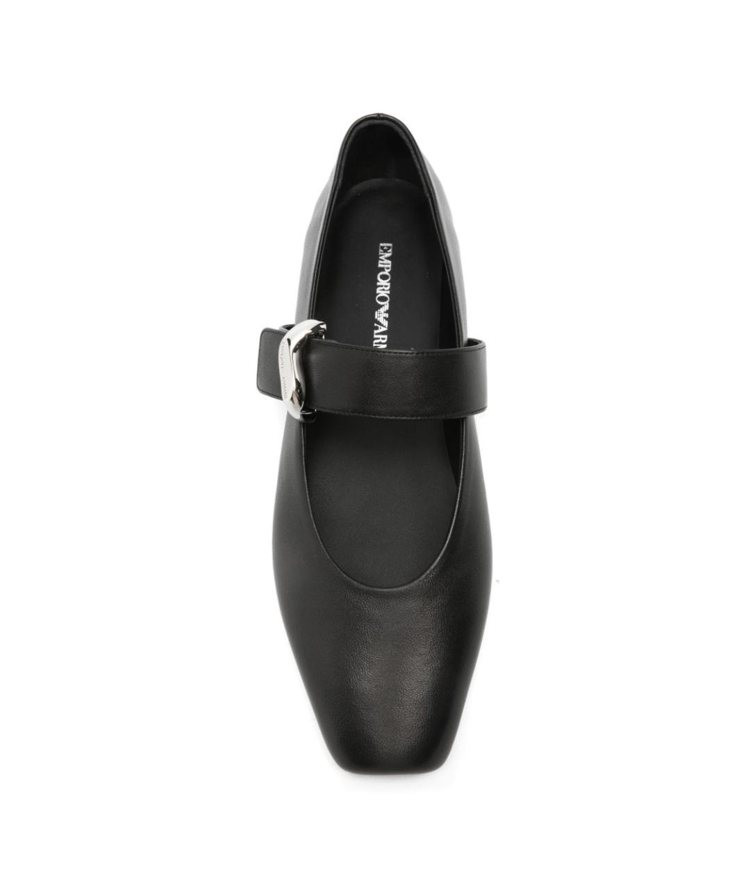 EMPORIO ARMANI Черные кожаные балетки, фото 2