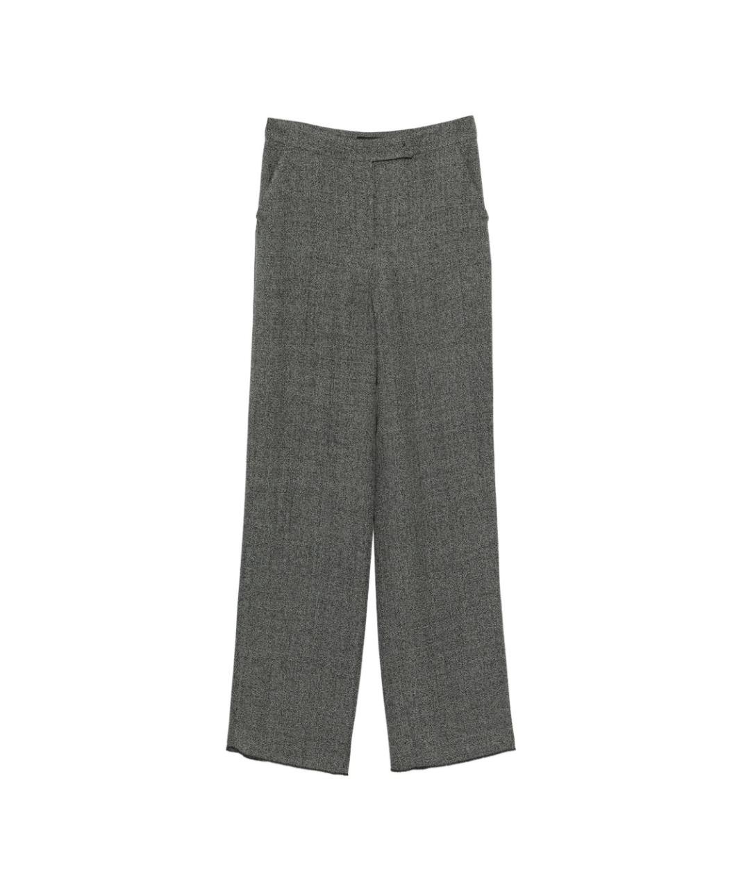 EMPORIO ARMANI Серые ацетатные прямые брюки, фото 1