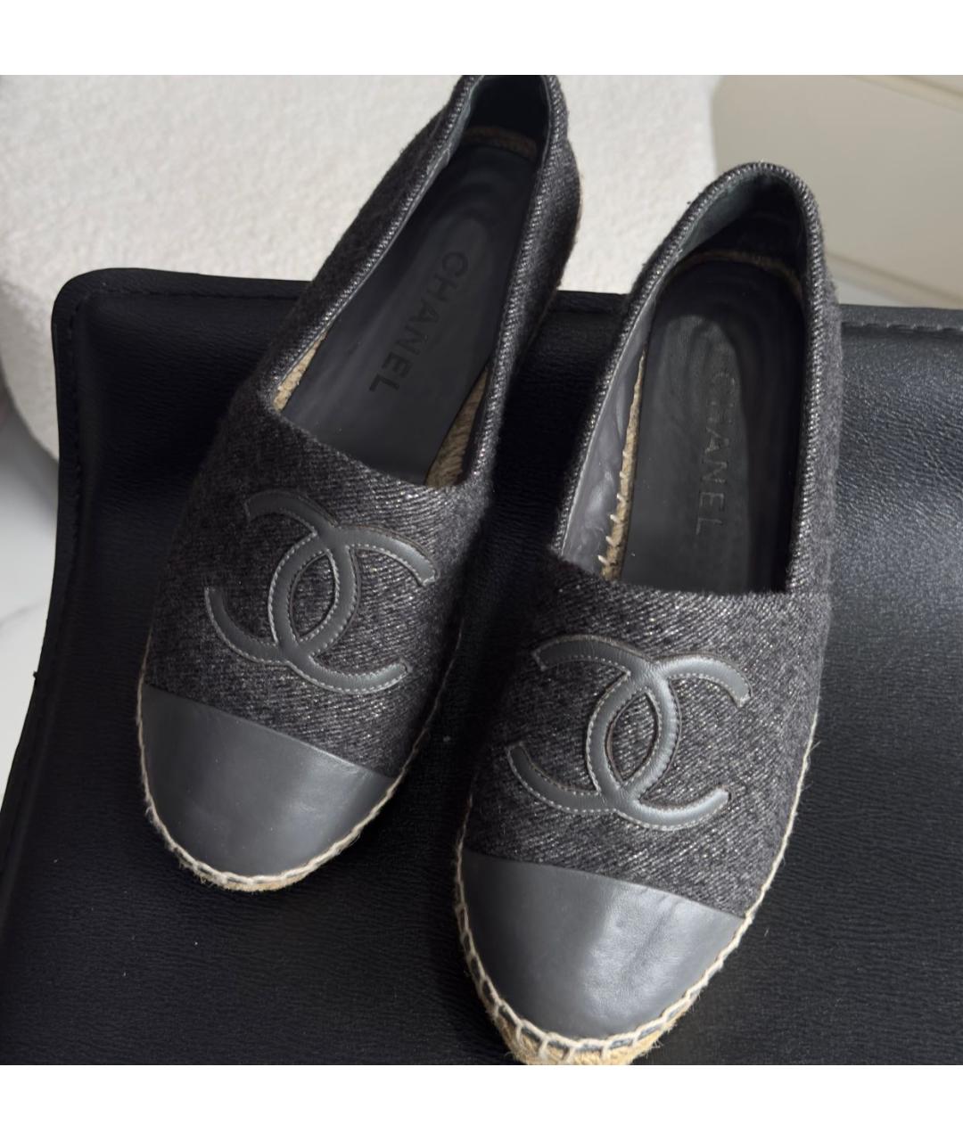 CHANEL Антрацитовые текстильные эспадрильи, фото 2