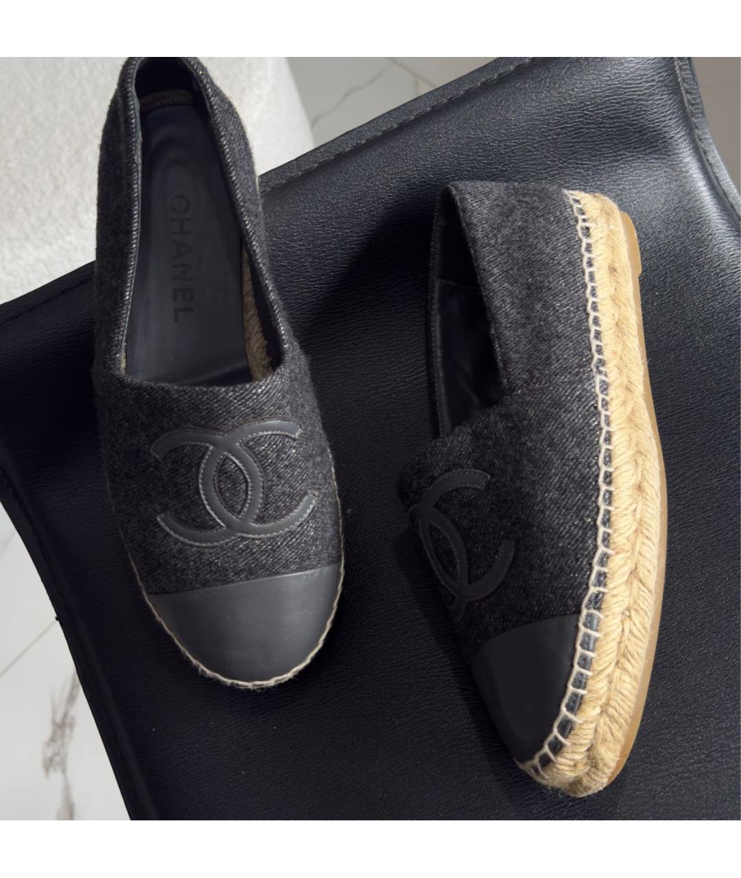 CHANEL Антрацитовые текстильные эспадрильи, фото 3