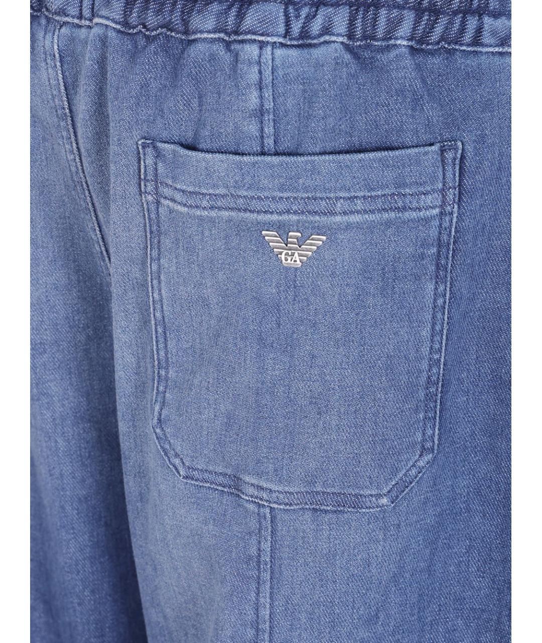 EMPORIO ARMANI Голубые хлопковые прямые джинсы, фото 2