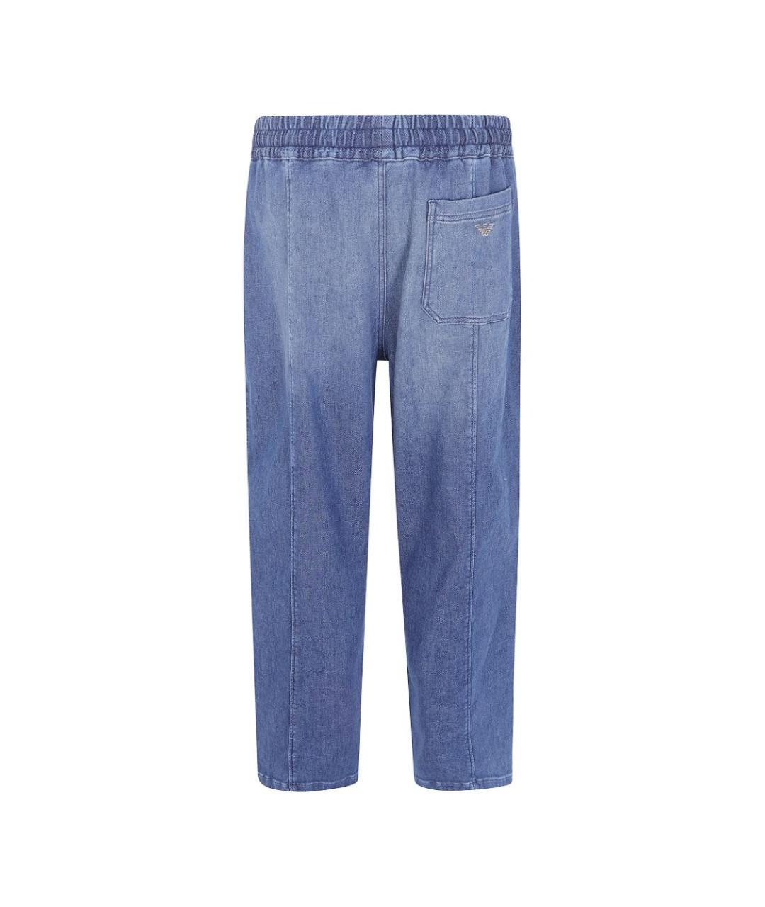 EMPORIO ARMANI Голубые хлопковые прямые джинсы, фото 3