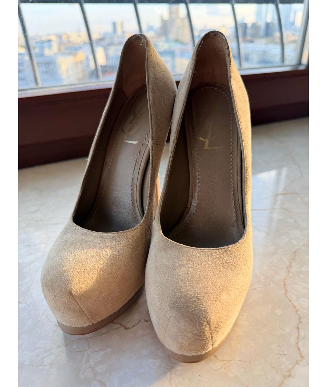 SAINT LAURENT Бежевые замшевые туфли, фото 2