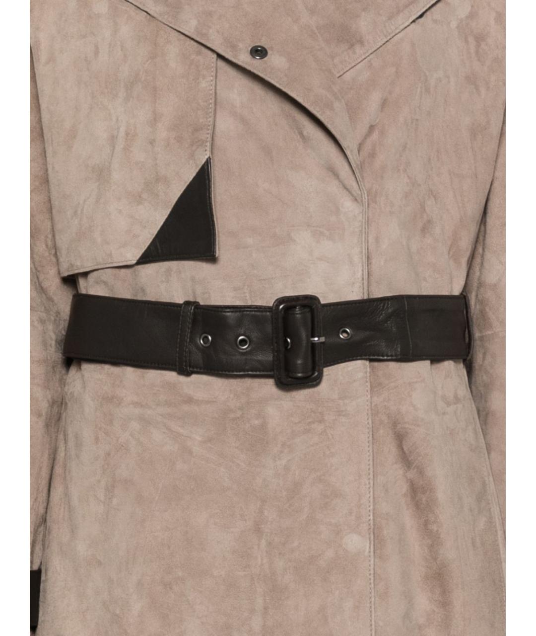 EMPORIO ARMANI Бежевое кожаное пальто, фото 3
