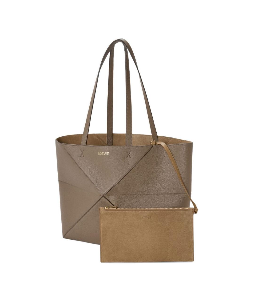 LOEWE Серая кожаная сумка тоут, фото 5