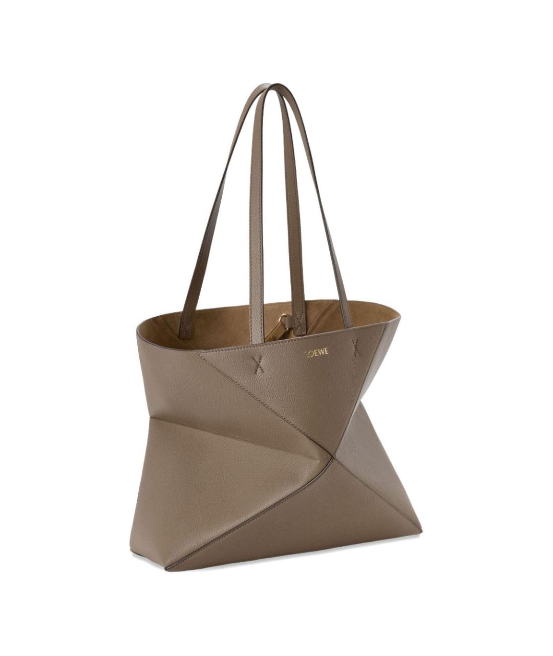 LOEWE Серая кожаная сумка тоут, фото 4