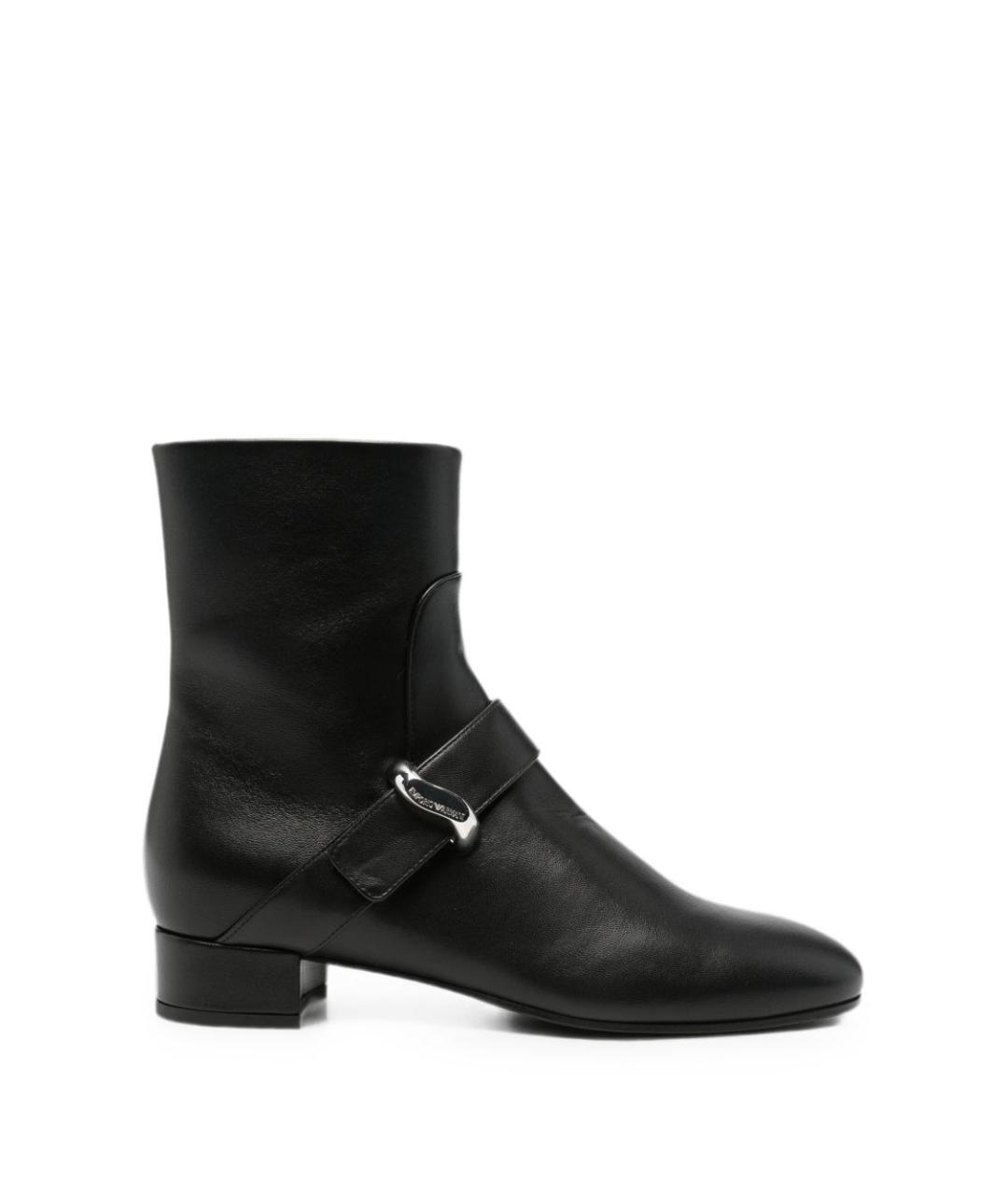 EMPORIO ARMANI Черные кожаные ботильоны, фото 1