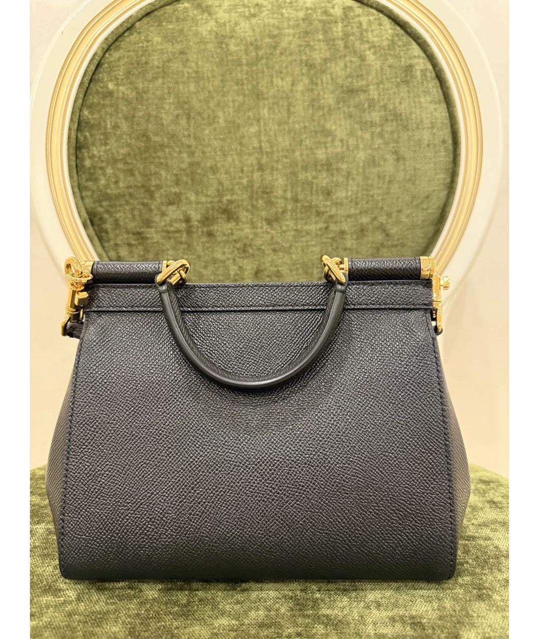DOLCE&GABBANA Черная кожаная сумка с короткими ручками, фото 3