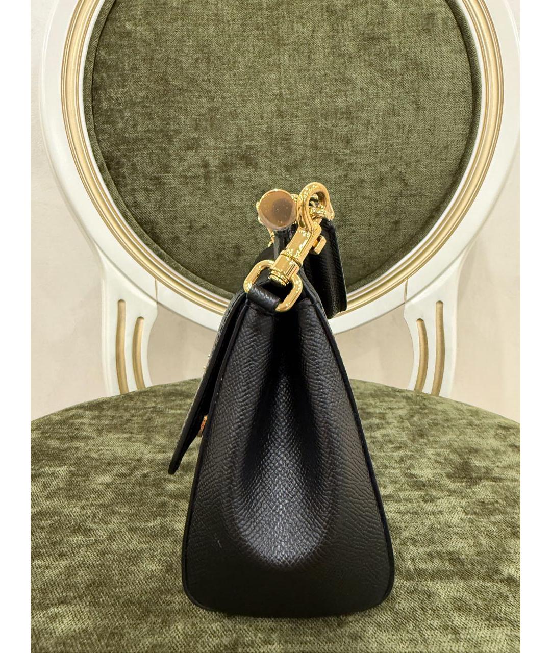 DOLCE&GABBANA Черная кожаная сумка с короткими ручками, фото 4
