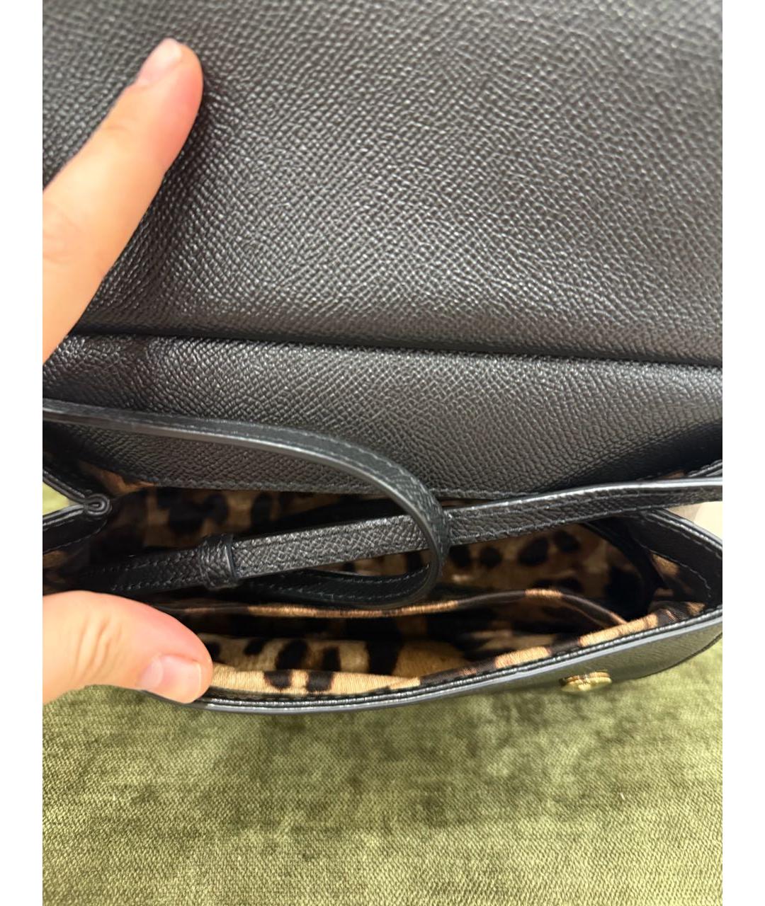 DOLCE&GABBANA Черная кожаная сумка с короткими ручками, фото 5