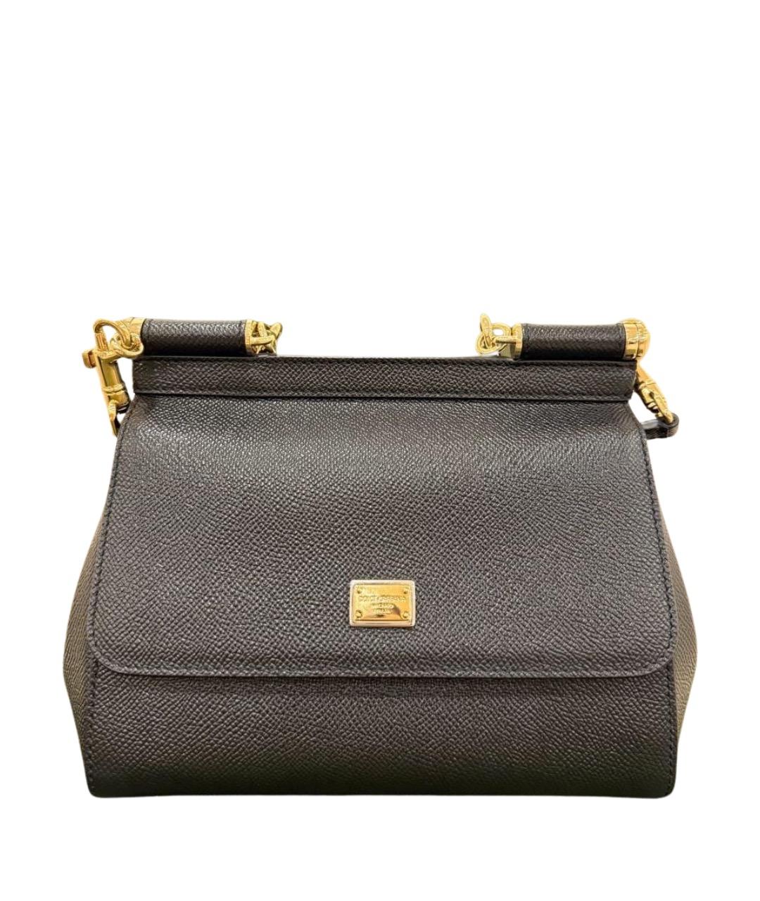 DOLCE&GABBANA Черная кожаная сумка с короткими ручками, фото 1