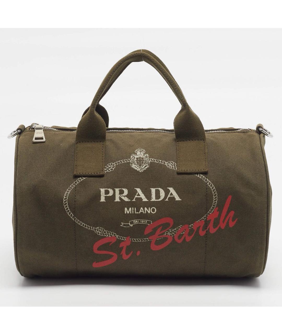 PRADA Хаки тканевая сумка с короткими ручками, фото 9