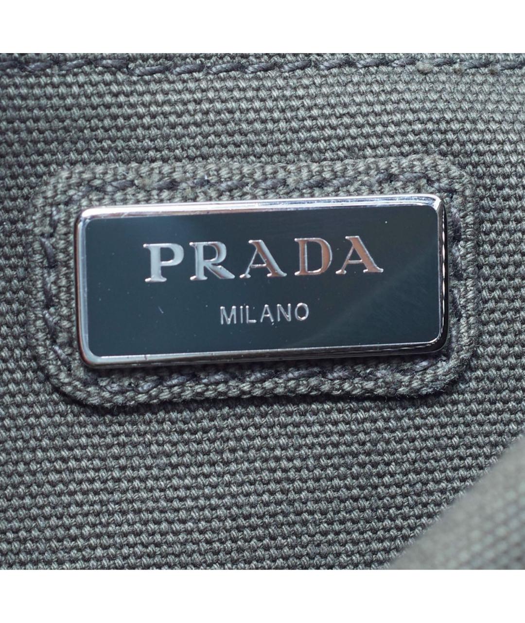 PRADA Хаки тканевая сумка с короткими ручками, фото 4