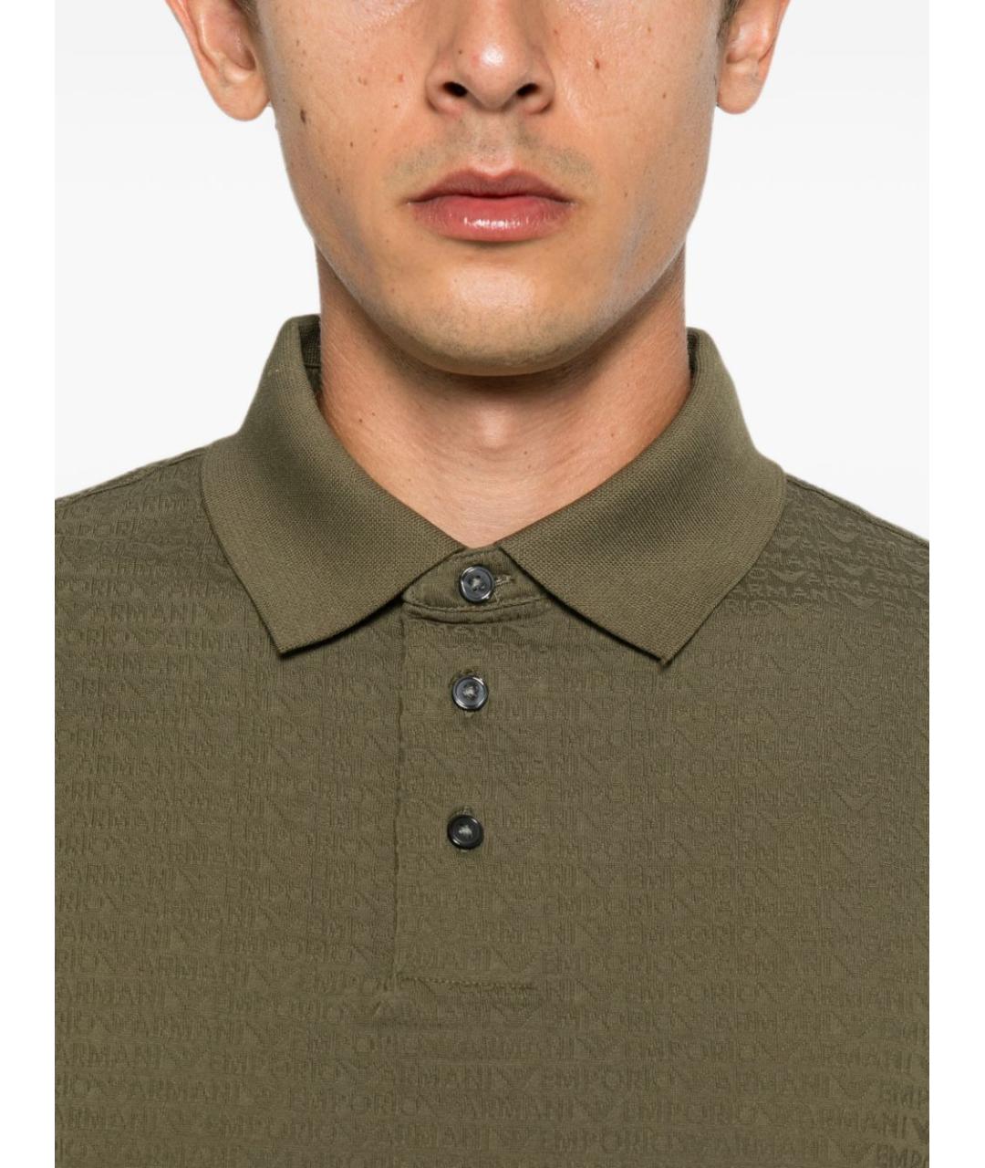 EMPORIO ARMANI Зеленое хлопковое поло с коротким рукавом, фото 3