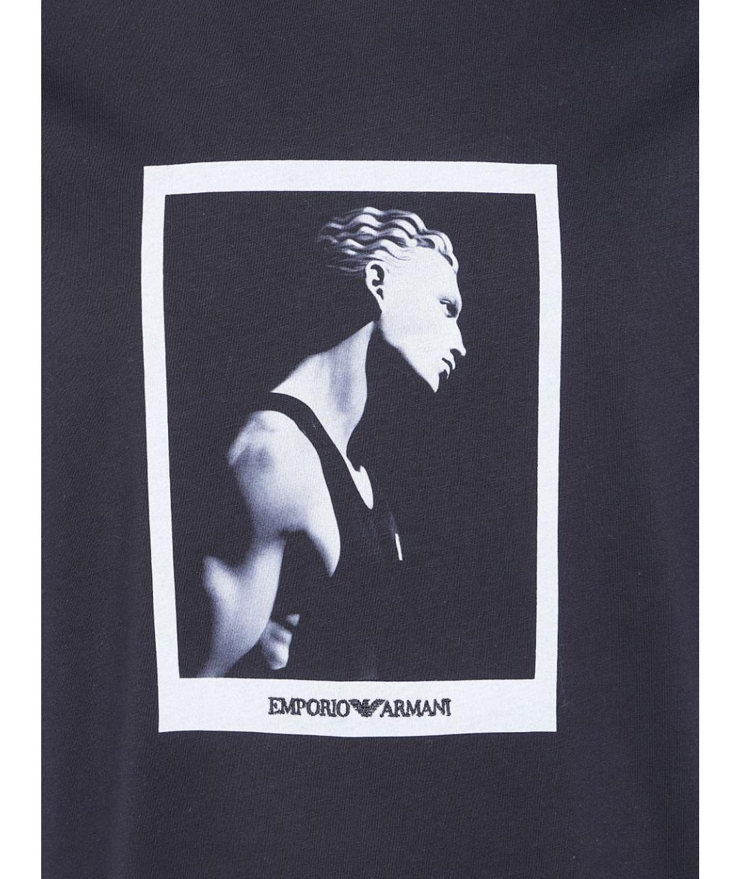 EMPORIO ARMANI Черная хлопковая футболка, фото 3