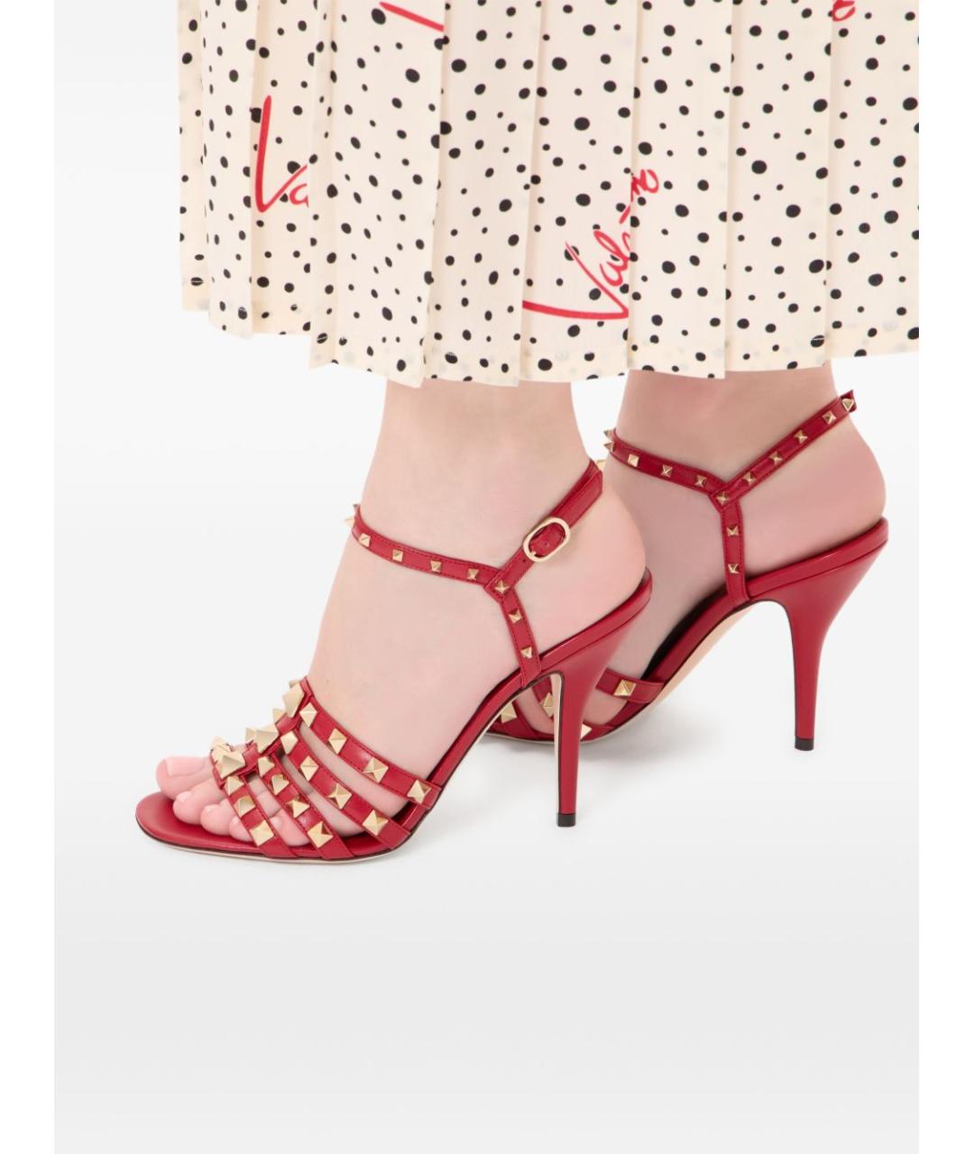 VALENTINO Красные кожаные босоножки, фото 7