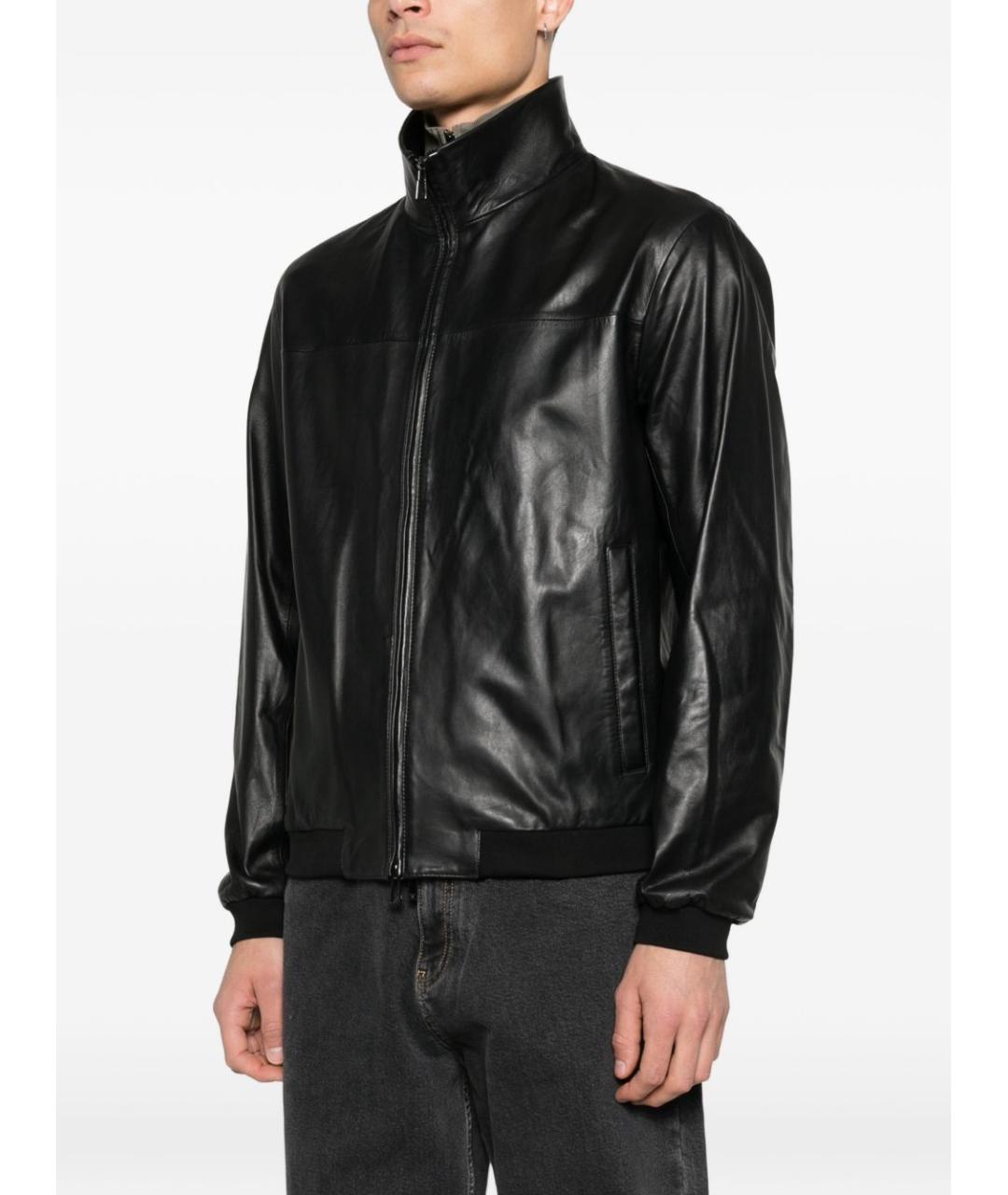 EMPORIO ARMANI Черная кожаная куртка, фото 3