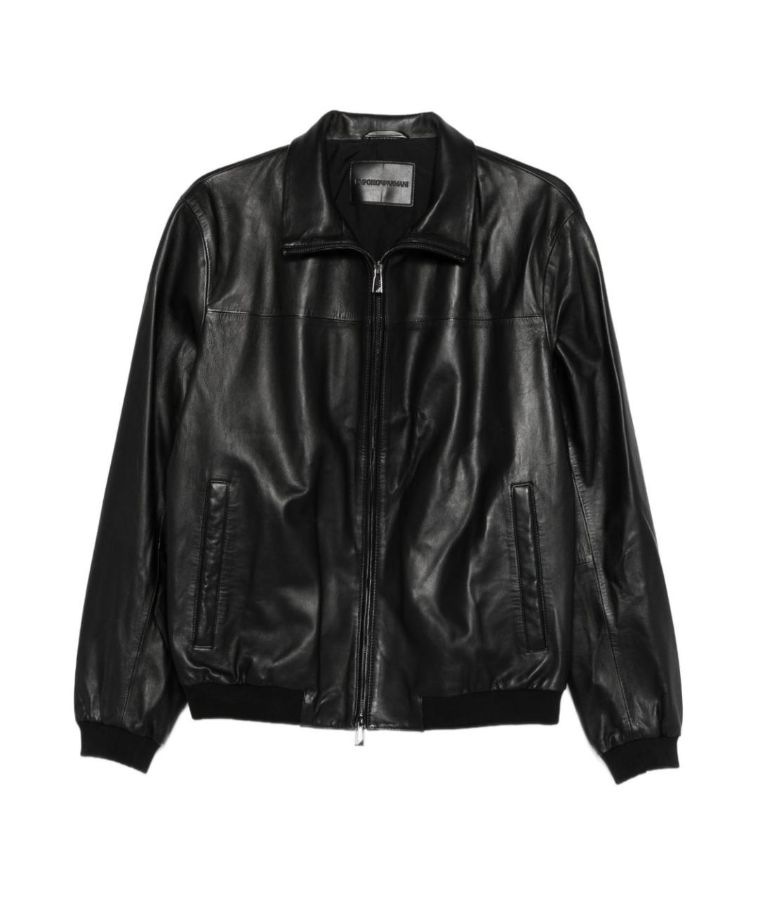 EMPORIO ARMANI Черная кожаная куртка, фото 1