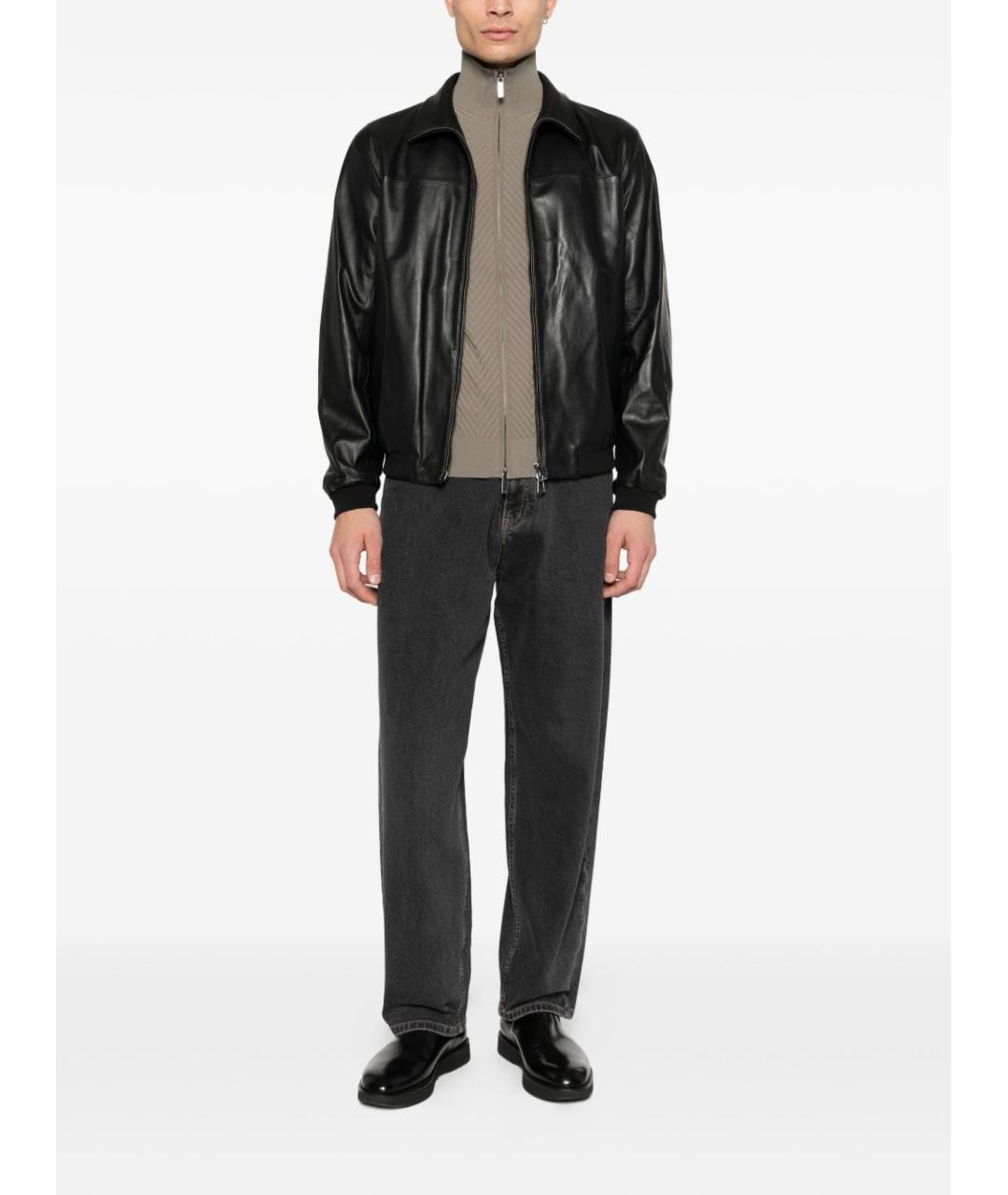 EMPORIO ARMANI Черная кожаная куртка, фото 5