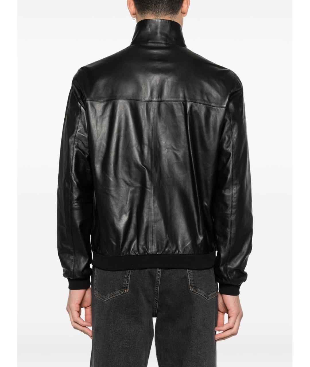 EMPORIO ARMANI Черная кожаная куртка, фото 4
