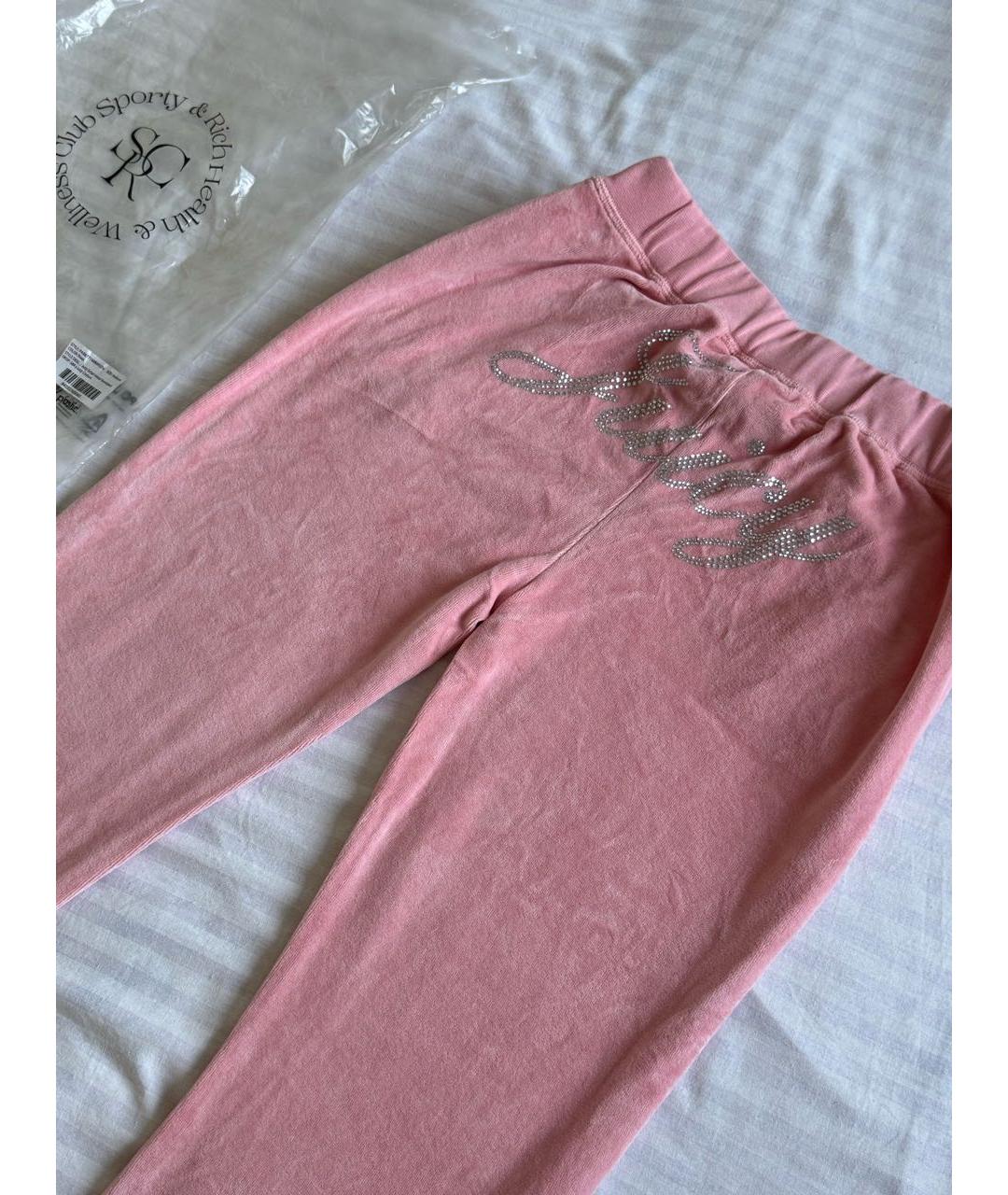 JUICY COUTURE Розовые велюровые спортивные брюки и шорты, фото 3