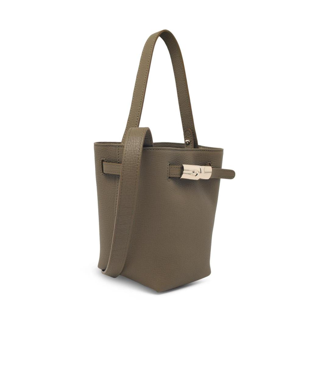 LONGCHAMP Зеленая кожаная сумка тоут, фото 2