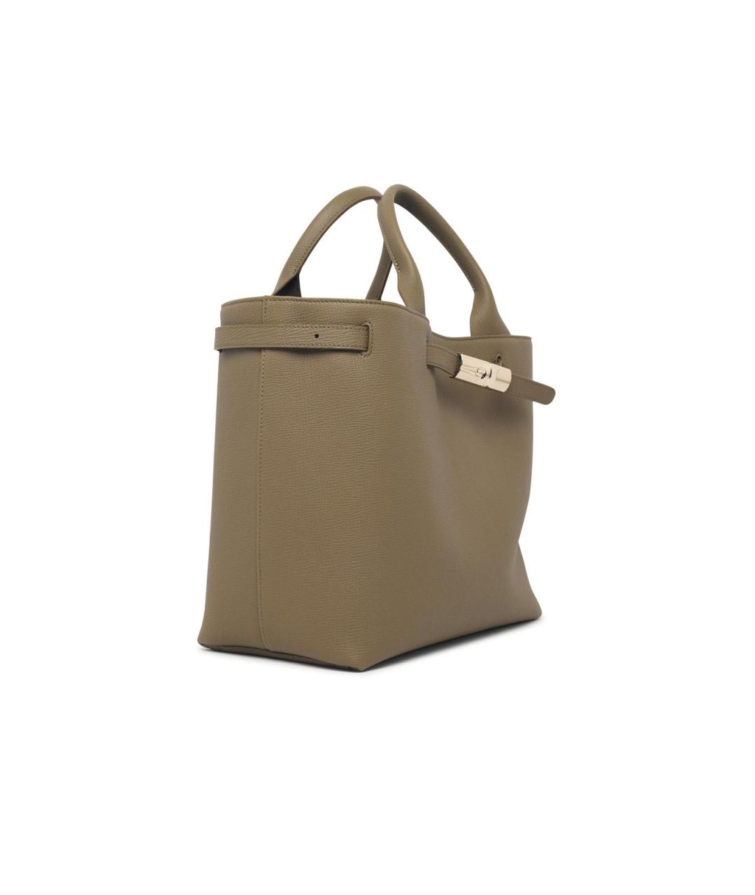 LONGCHAMP Зеленая кожаная сумка тоут, фото 2