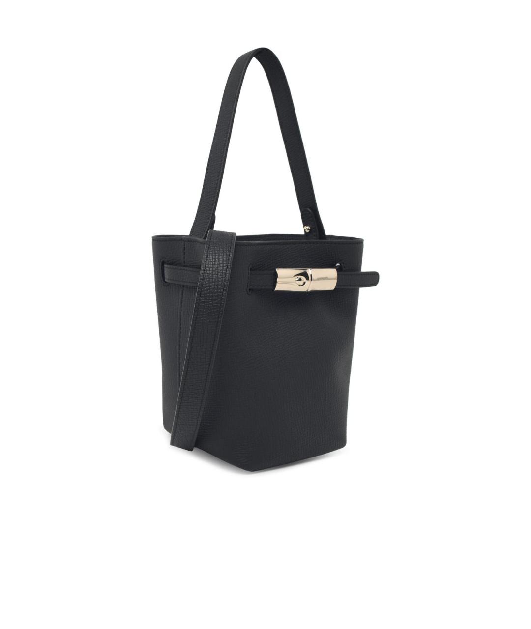 LONGCHAMP Черная кожаная сумка тоут, фото 2