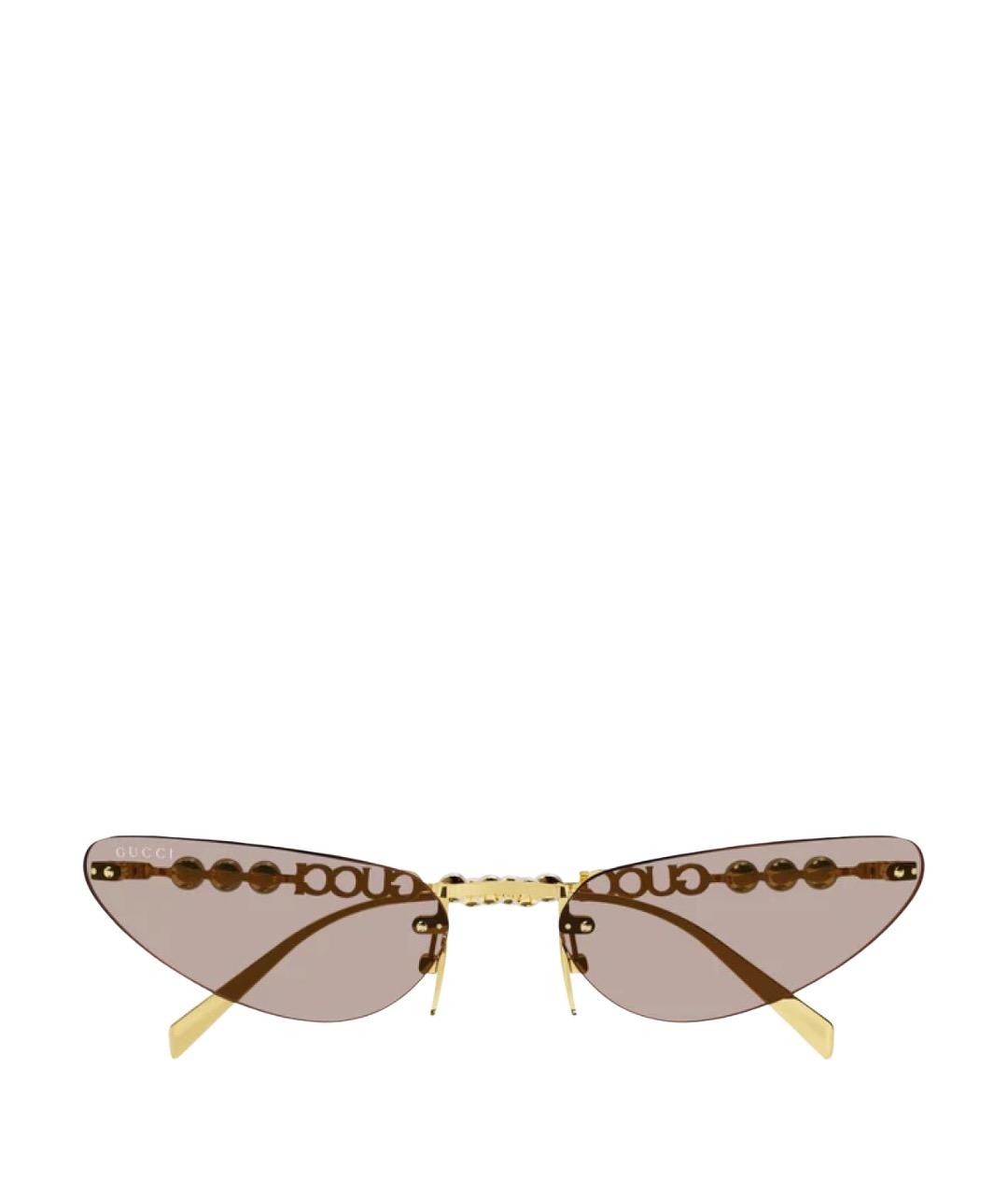 GUCCI Золотые металлические солнцезащитные очки, фото 1