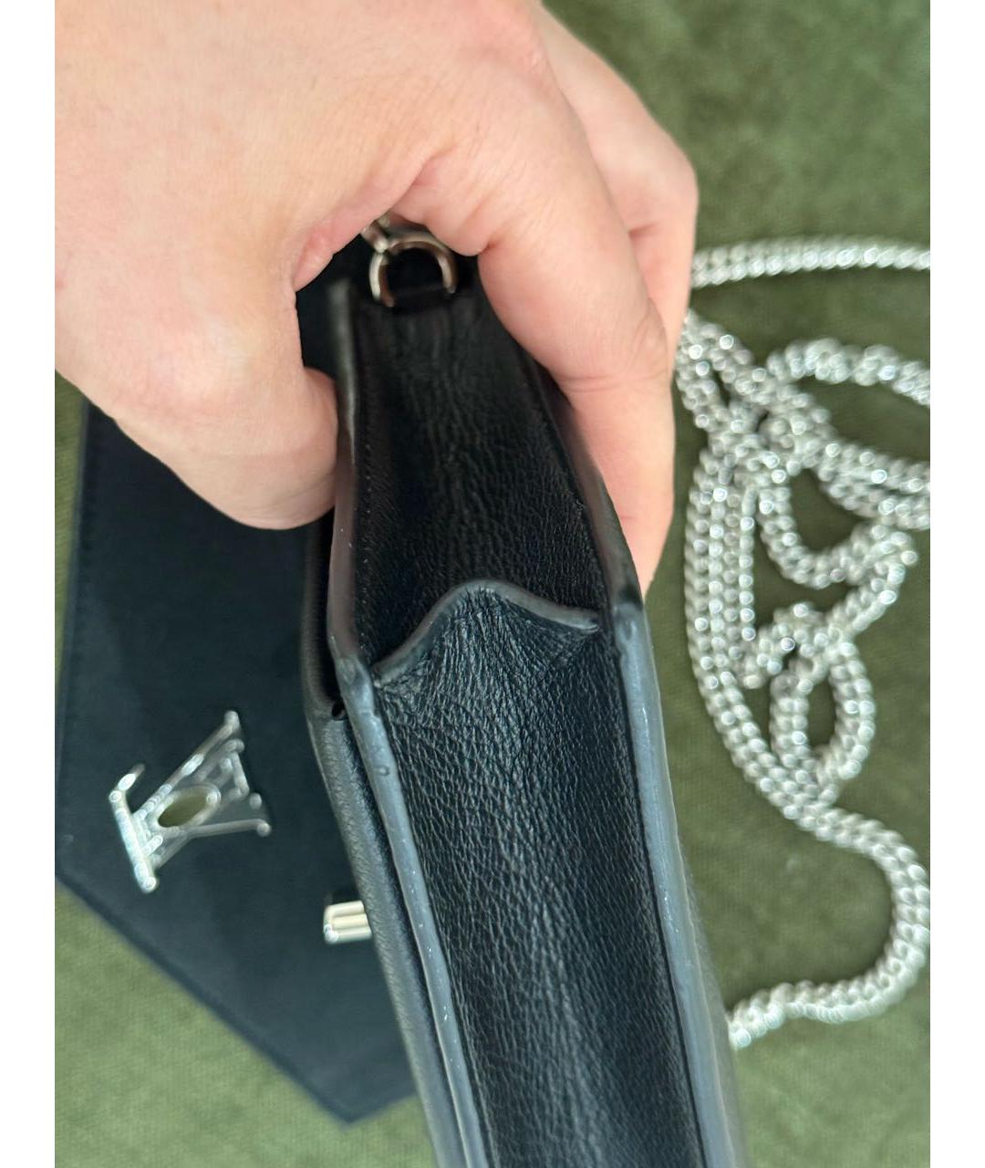 LOUIS VUITTON Черная кожаная сумка через плечо, фото 7