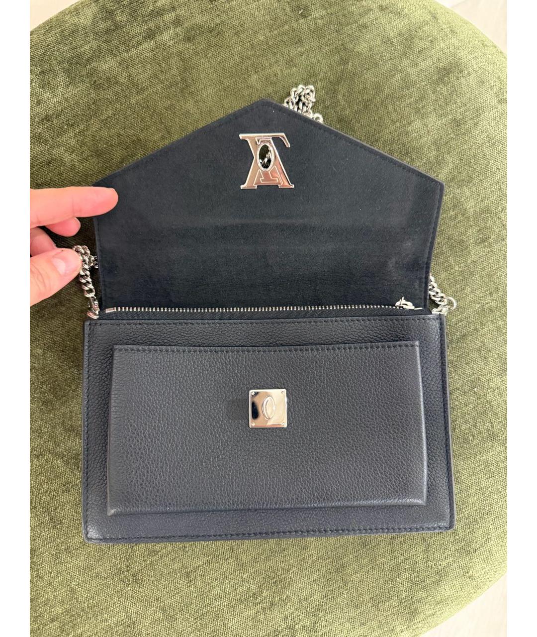 LOUIS VUITTON Черная кожаная сумка через плечо, фото 3