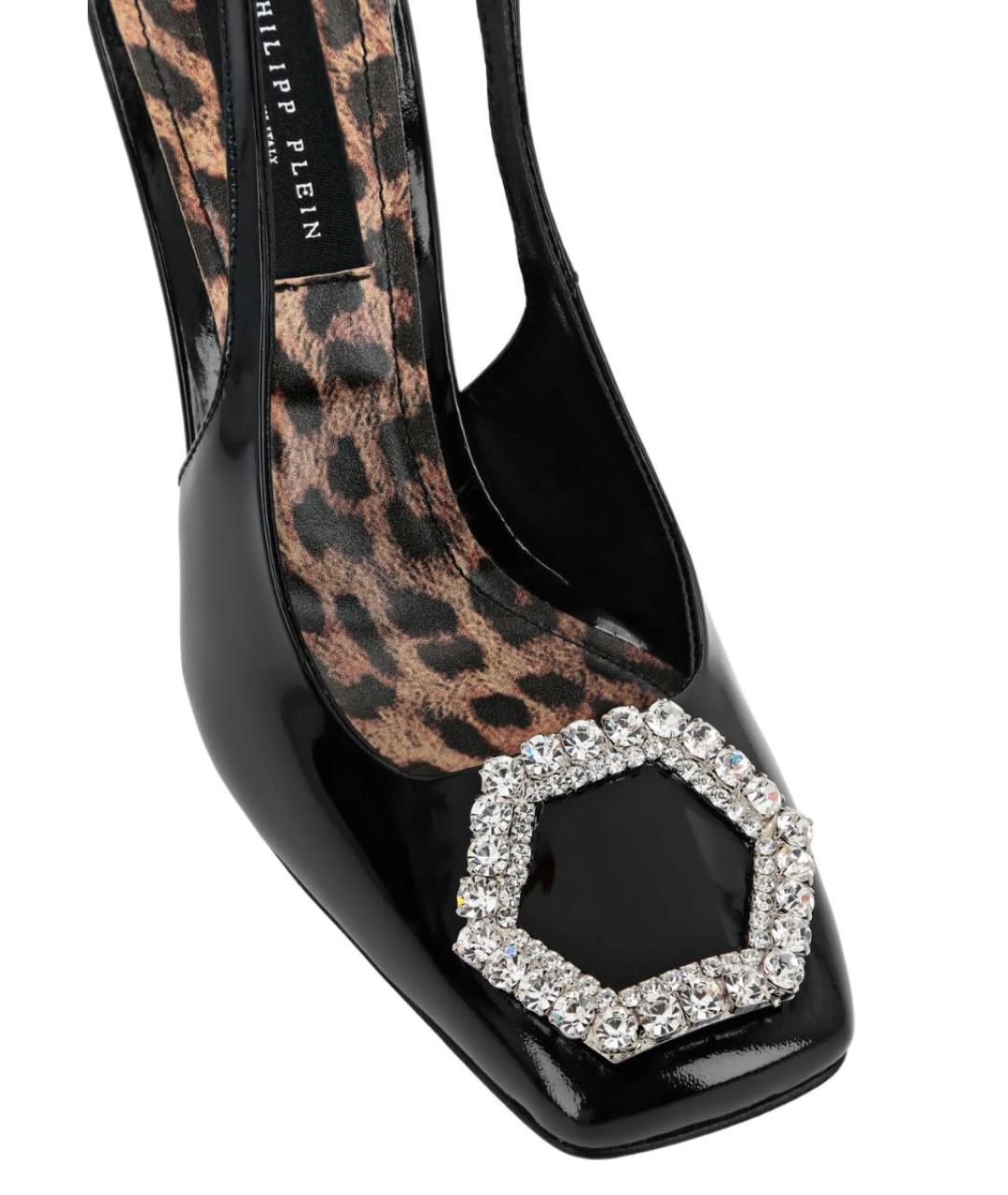 PHILIPP PLEIN Черные босоножки из лакированной кожи, фото 6