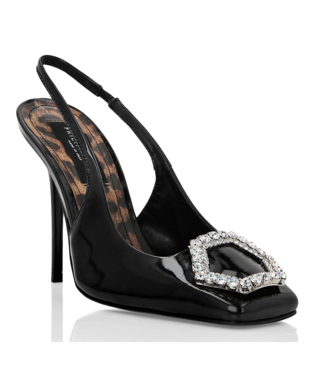 PHILIPP PLEIN Черные босоножки из лакированной кожи, фото 2