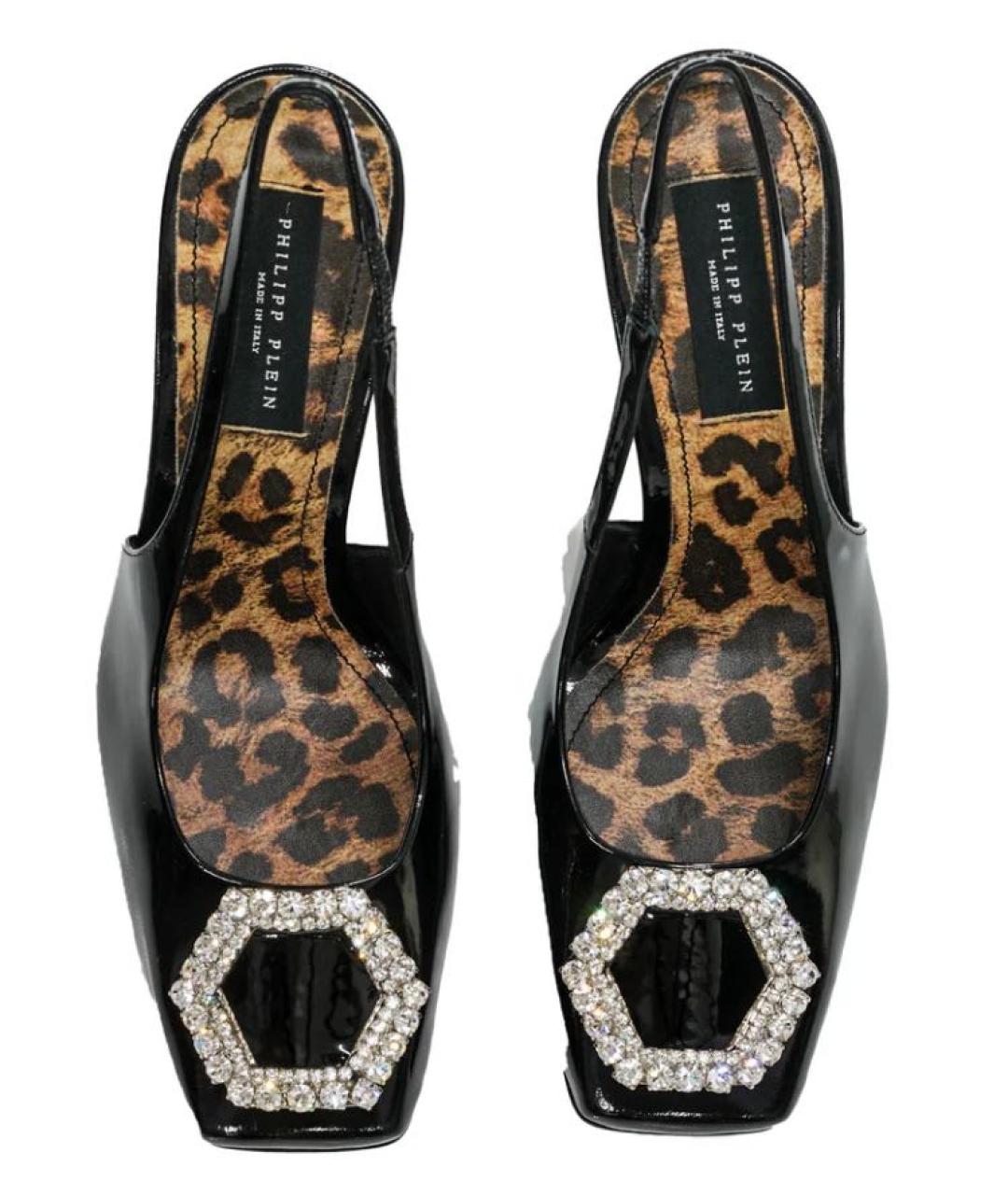 PHILIPP PLEIN Черные босоножки из лакированной кожи, фото 3