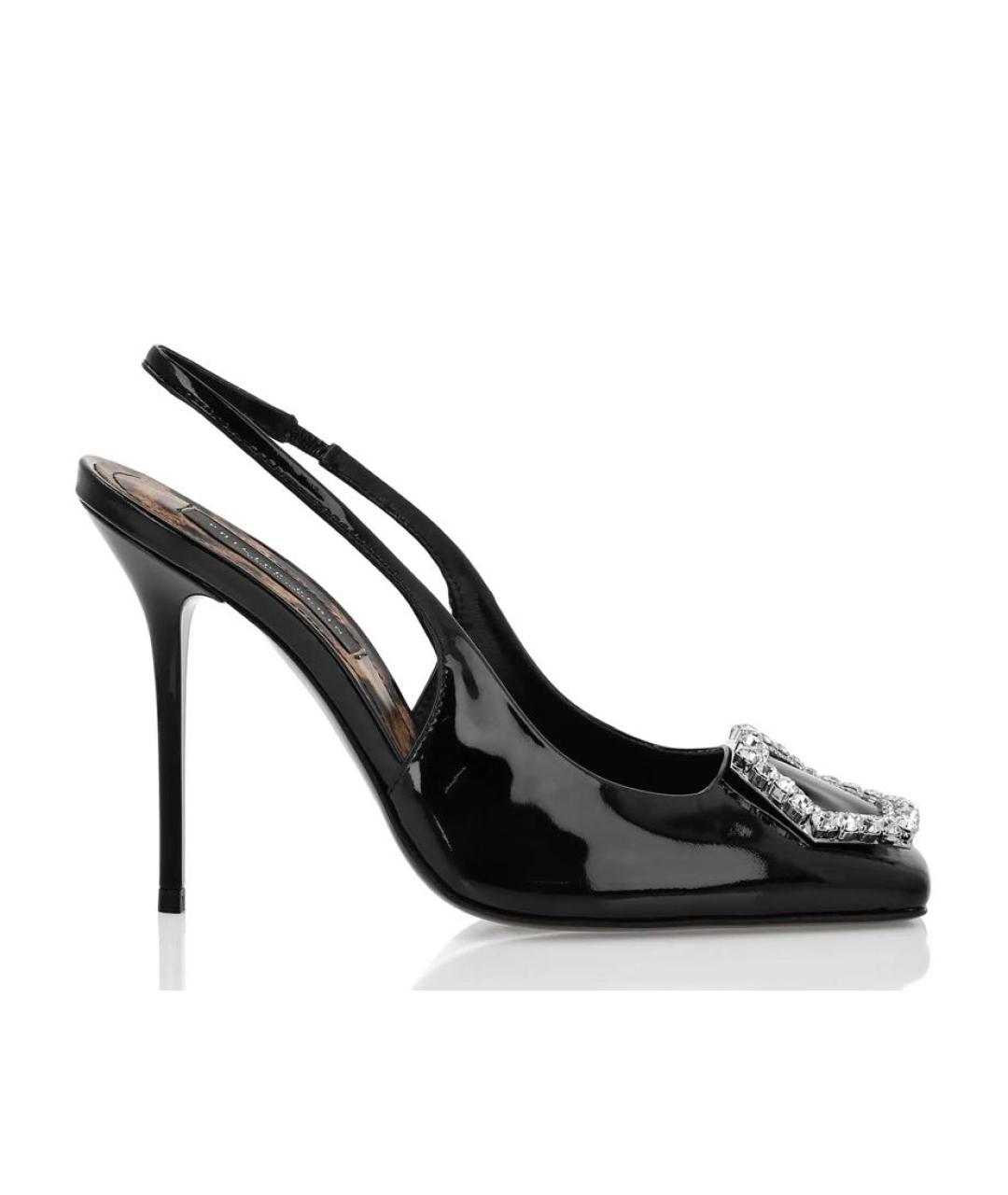 PHILIPP PLEIN Черные босоножки из лакированной кожи, фото 9