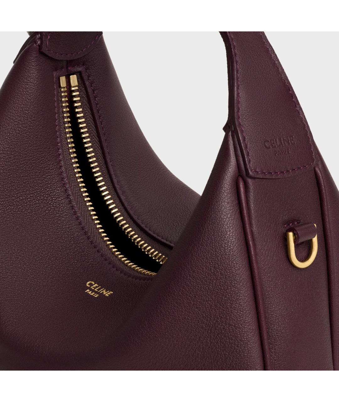 CELINE Бордовая кожаная сумка через плечо, фото 2