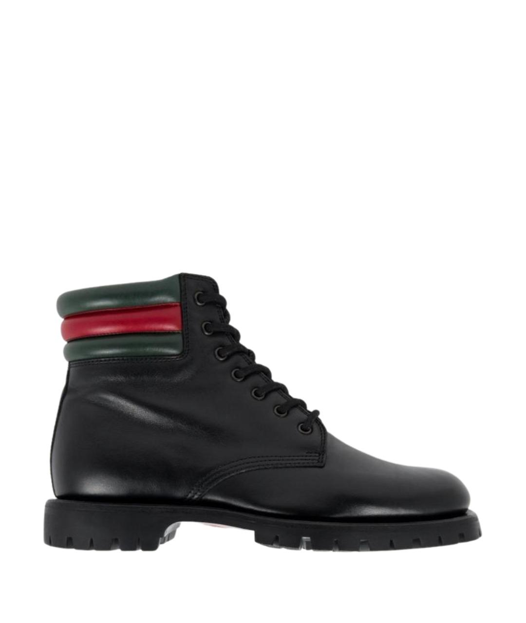 GUCCI Черные кожаные высокие ботинки, фото 1