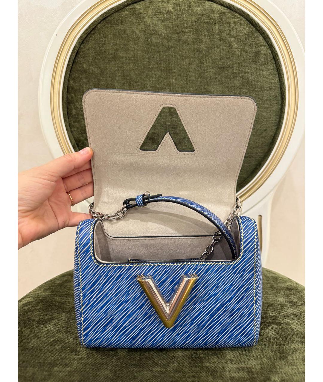 LOUIS VUITTON Голубая кожаная сумка через плечо, фото 6