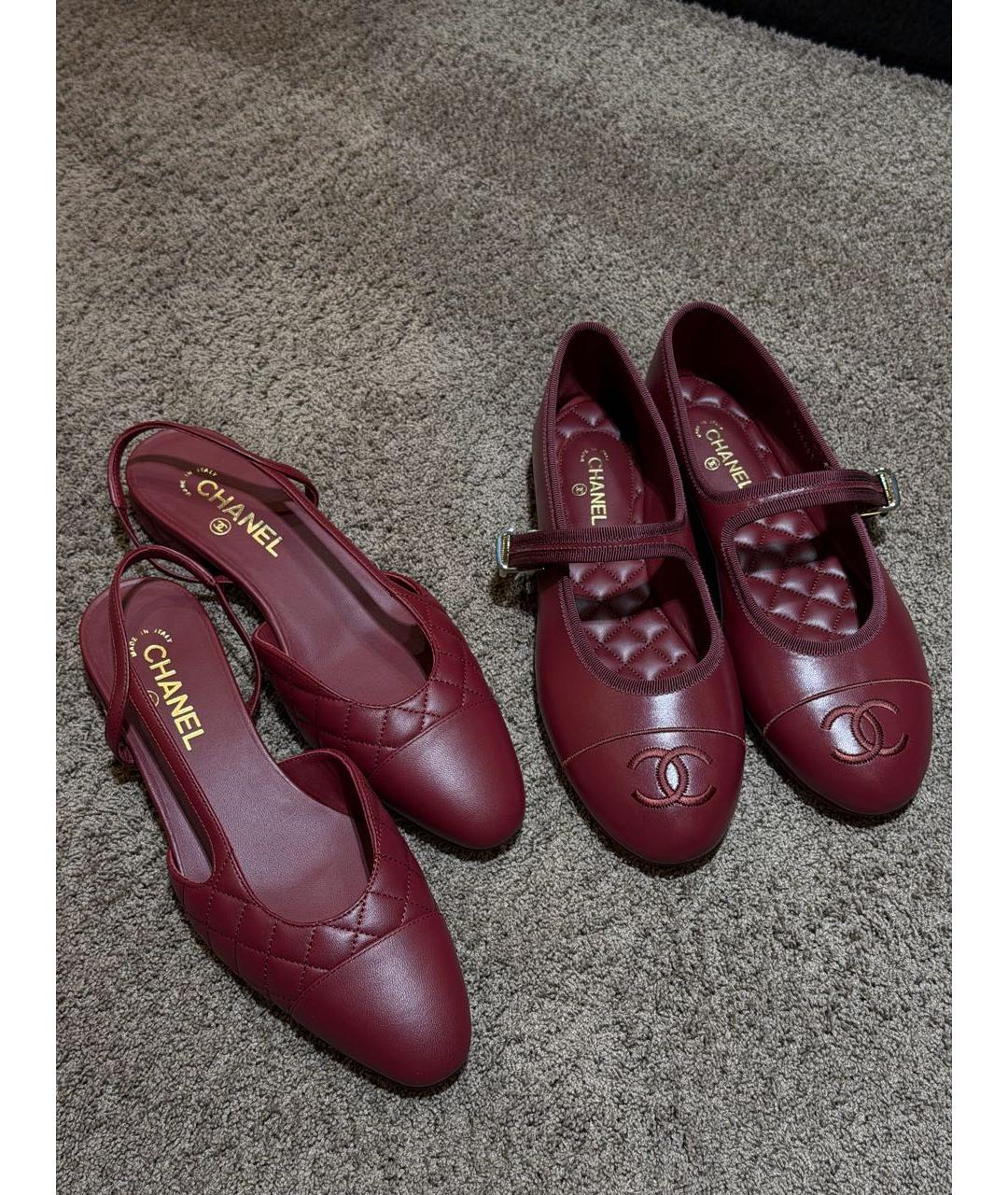 CHANEL Бордовые кожаные балетки, фото 5