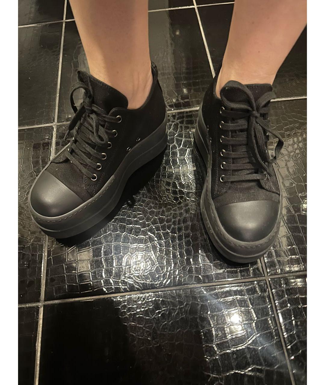 RICK OWENS Черные кожаные кеды, фото 5